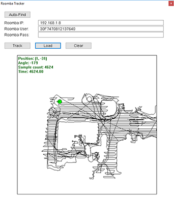 The Roomba Tracker interface.